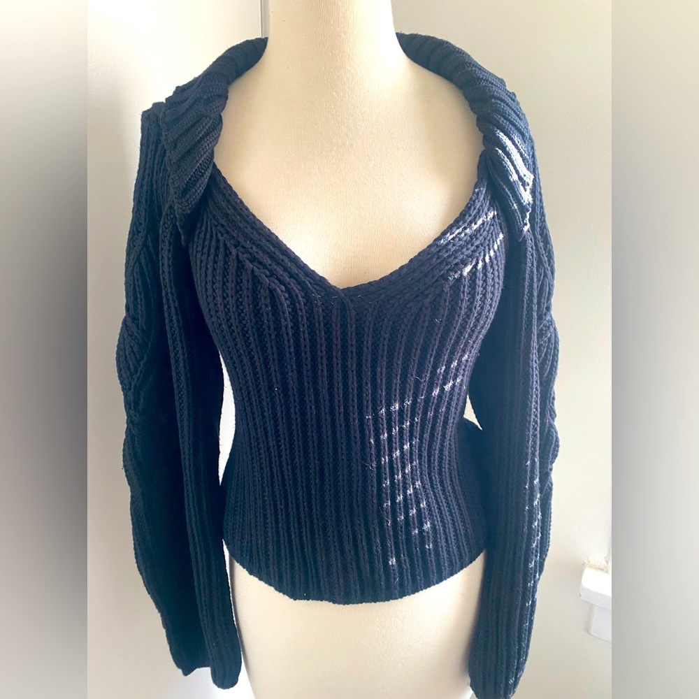 EXPRESS Women's Black Cable Knit Sweater - Size L - EUC